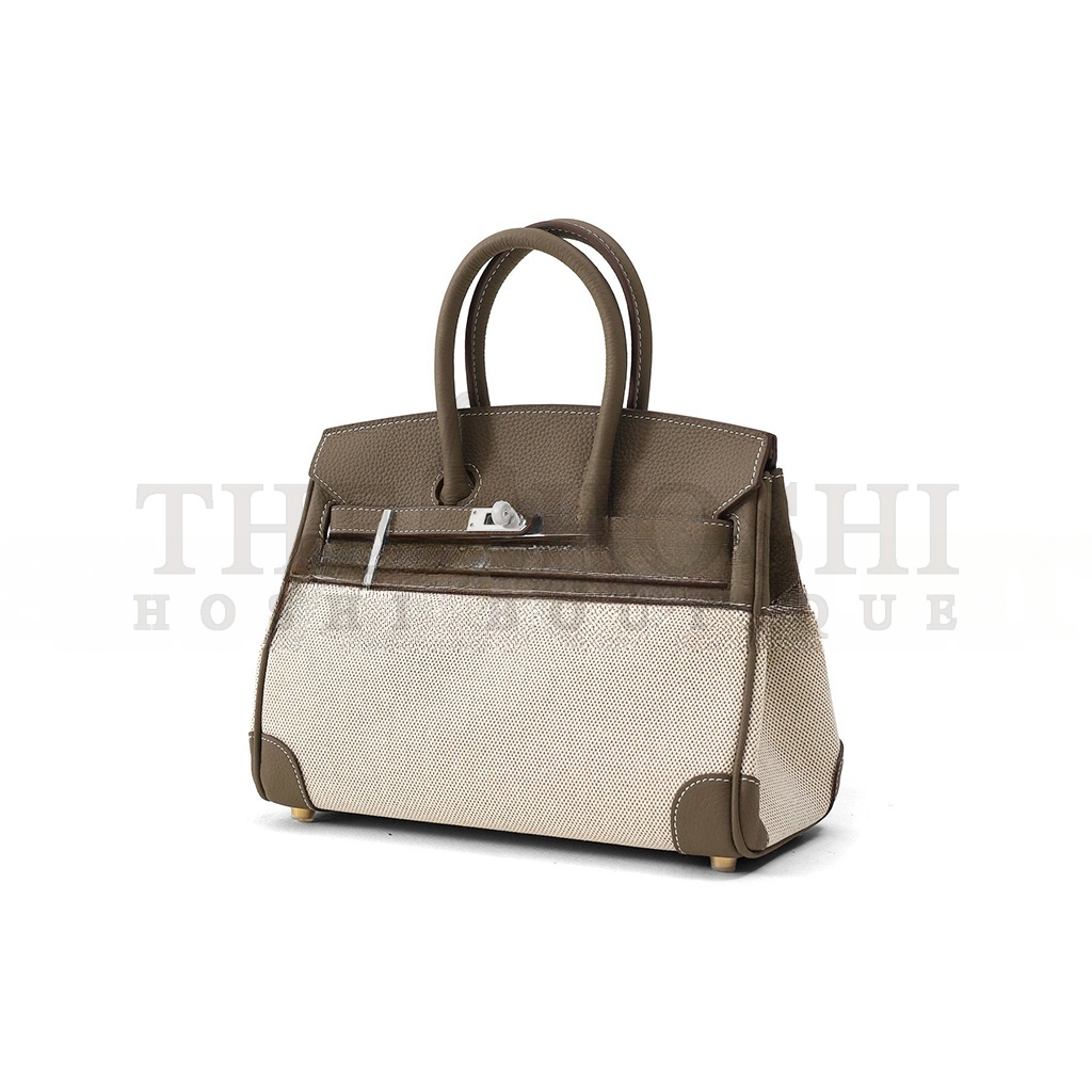 H**me5 BIRKIN 30 SWIFT CANVAS ELEPHANT GREY SILVER BUCKLE H082686CKAD (30*23*15cm) Master Quality